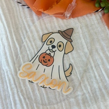 Funky Ghost Halloween Bag Tag -UV Printed
