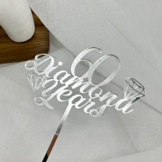 60 Diamond Years Acrylic Cake Topper