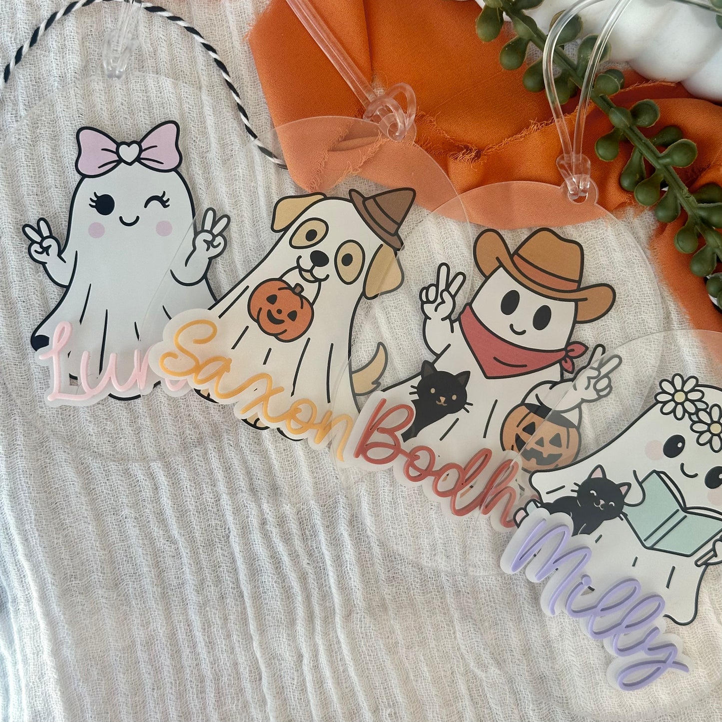 Funky Ghost Halloween Bag Tag -UV Printed