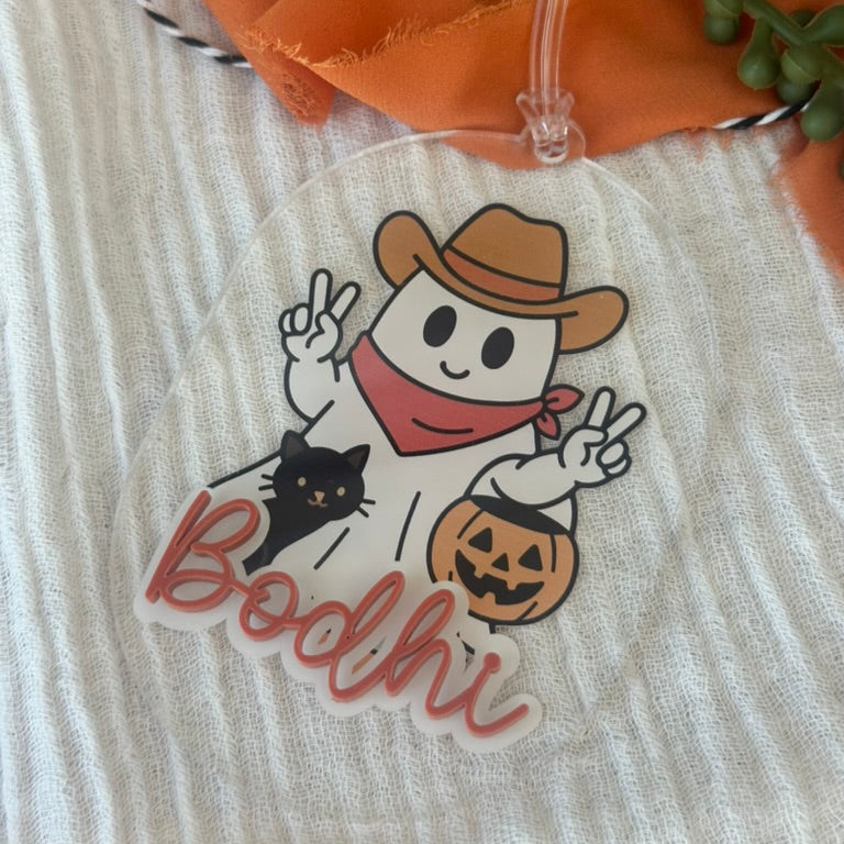 Funky Ghost Halloween Bag Tag -UV Printed