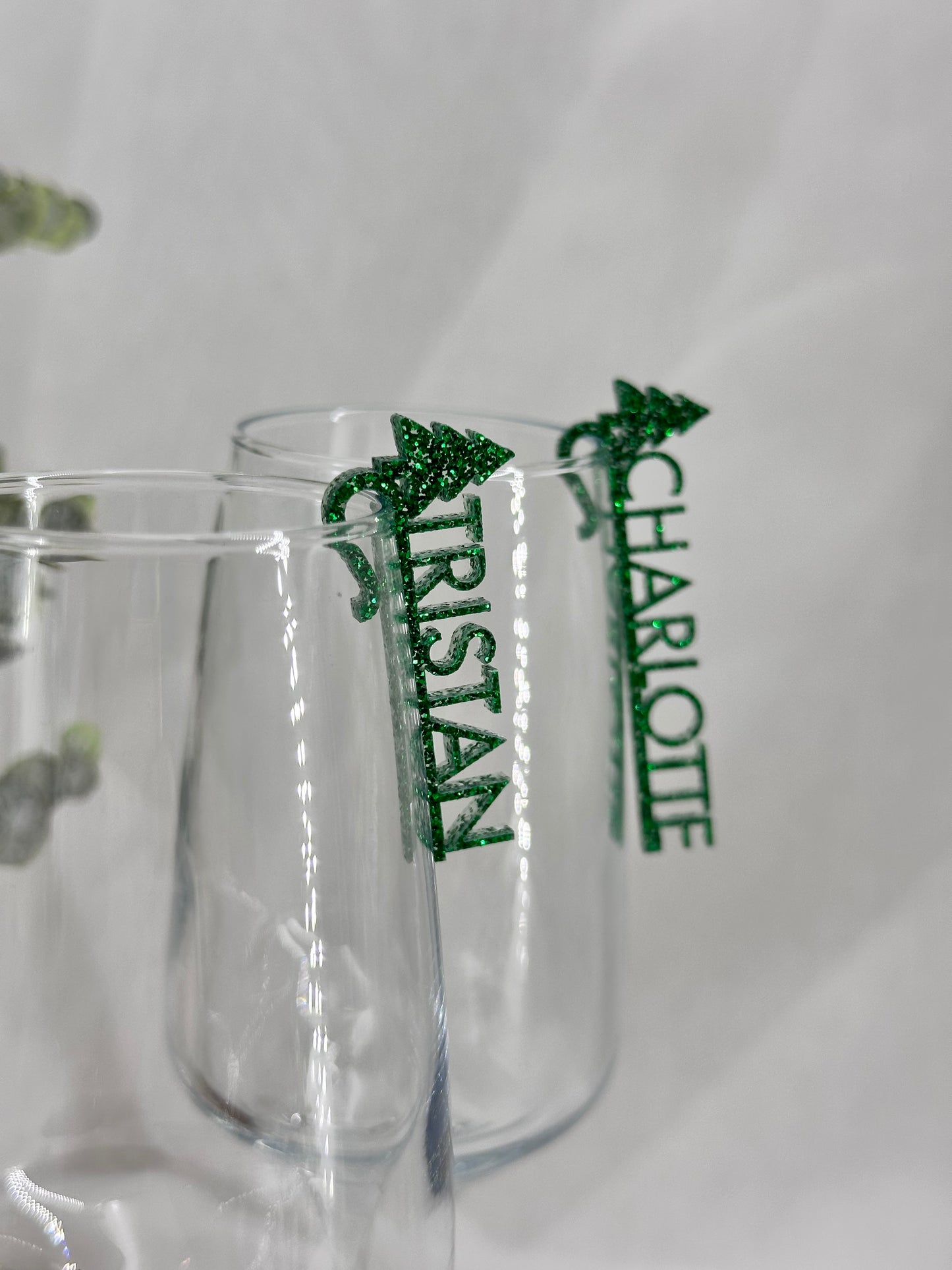 Christmas Tree Acrylic Name Drink Clip