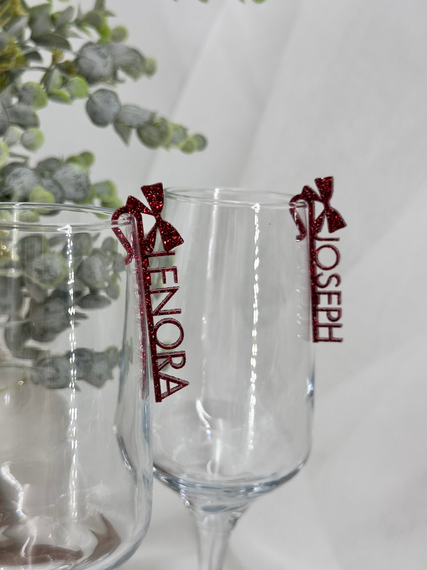 Bow Ribbon Acrylic Name Drink Clip