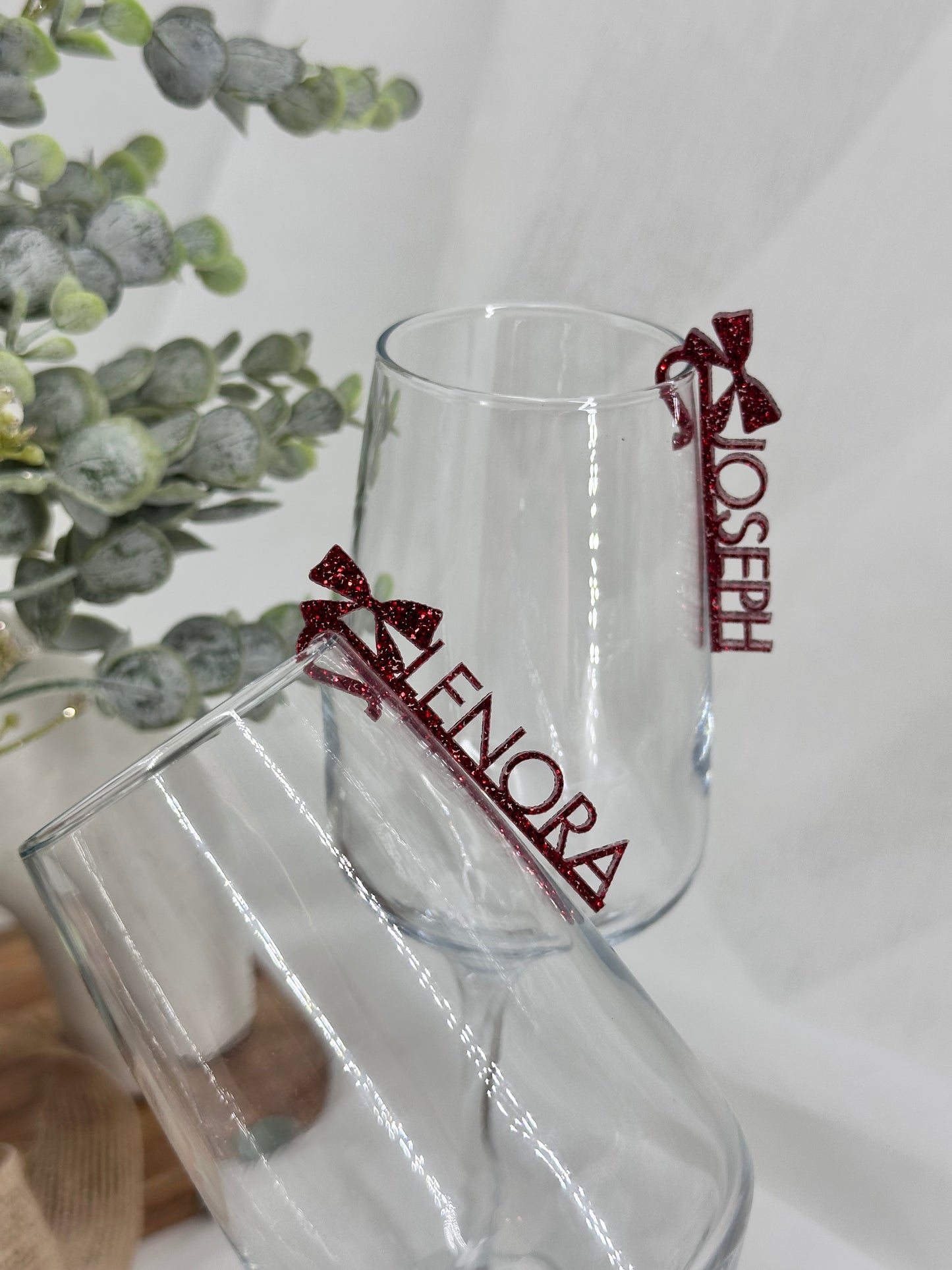 Bow Ribbon Acrylic Name Drink Clip