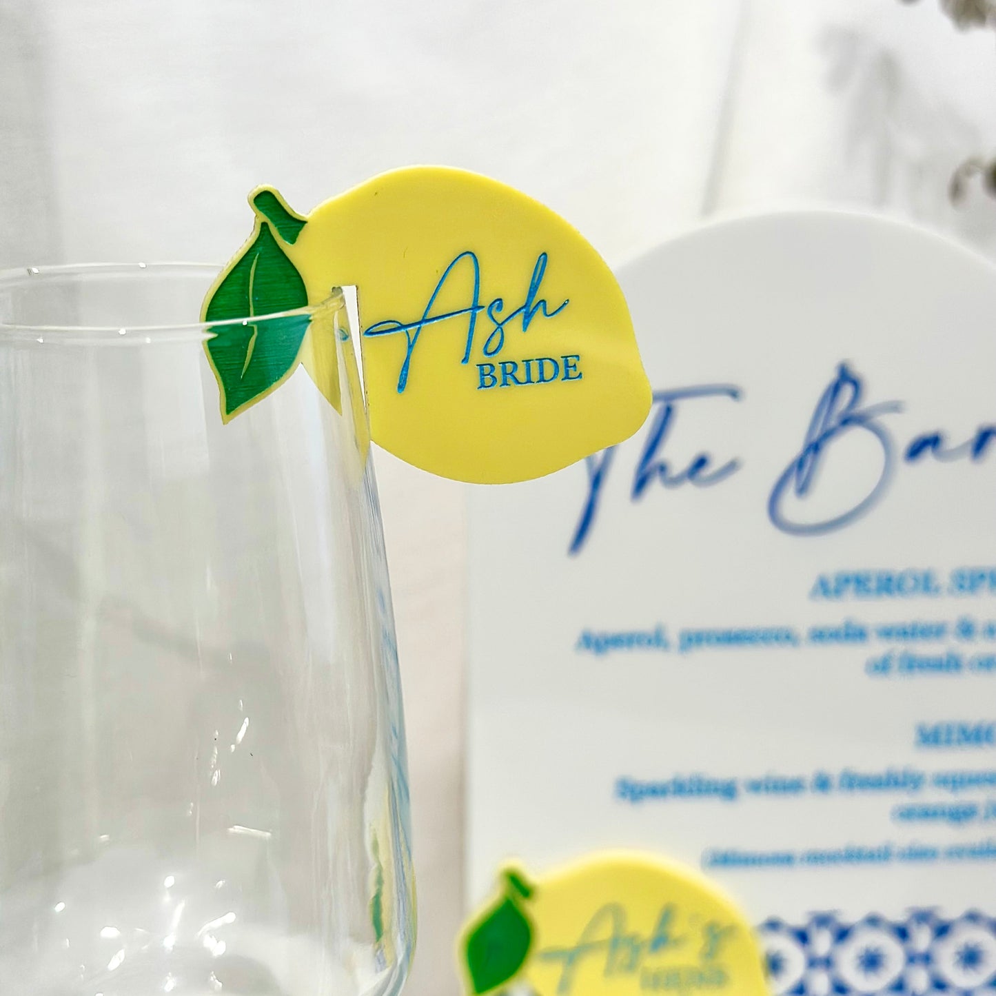 Amalfi Lemon Acrylic Drink Tags