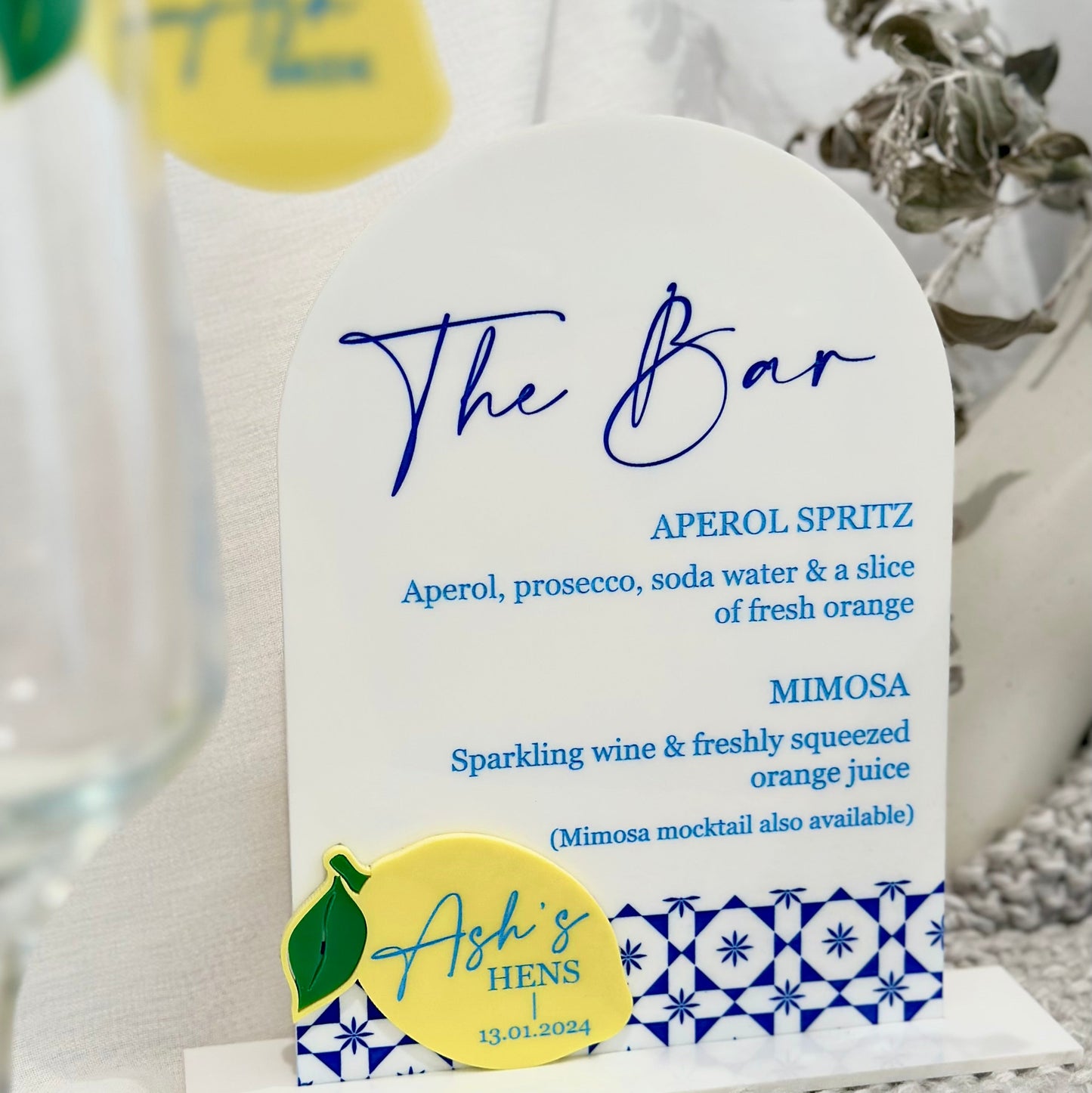 Amalfi Lemon Acrylic Drink Tags
