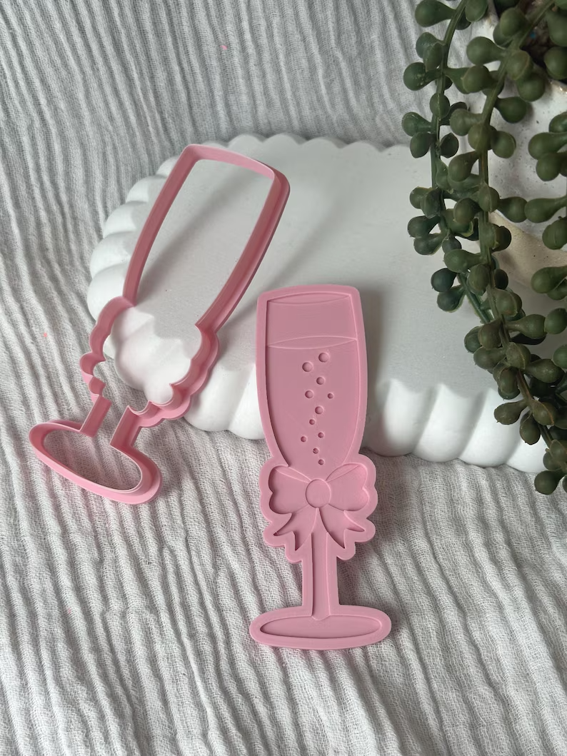 Champage Glass Cookie Stamp & Cutter