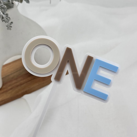 Multicolour Rainbow First Birthday One Cake Topper