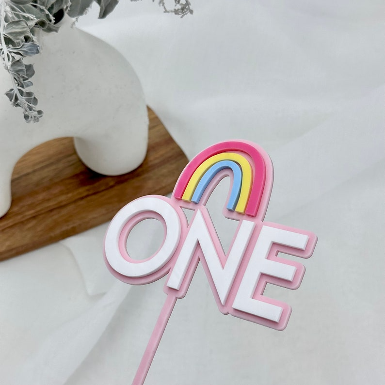 Rainbow First Birthday One Cake Topper