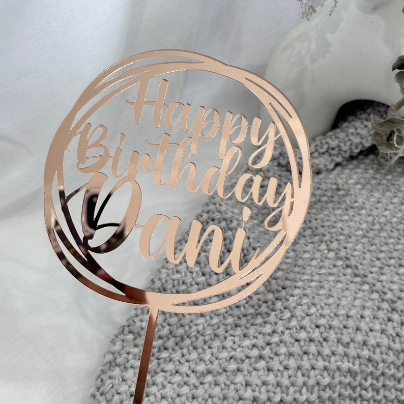 Circle Frame Name Acrylic Cake Topper