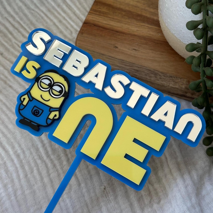 Yellow Character First Birthday Cake Topper