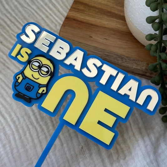 Yellow Character First Birthday Cake Topper