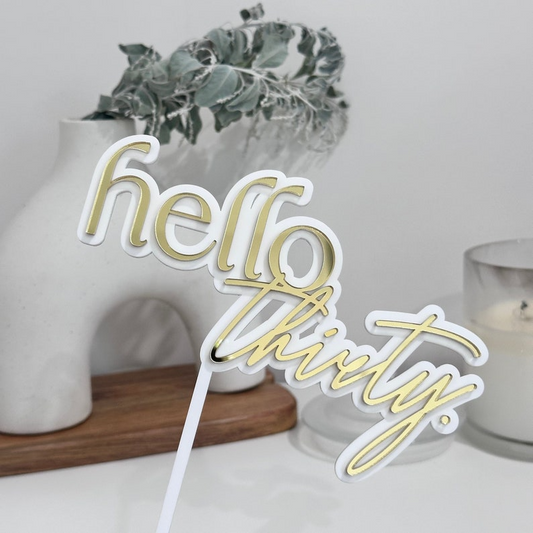 Hello Age Acrylic Cake Topper
