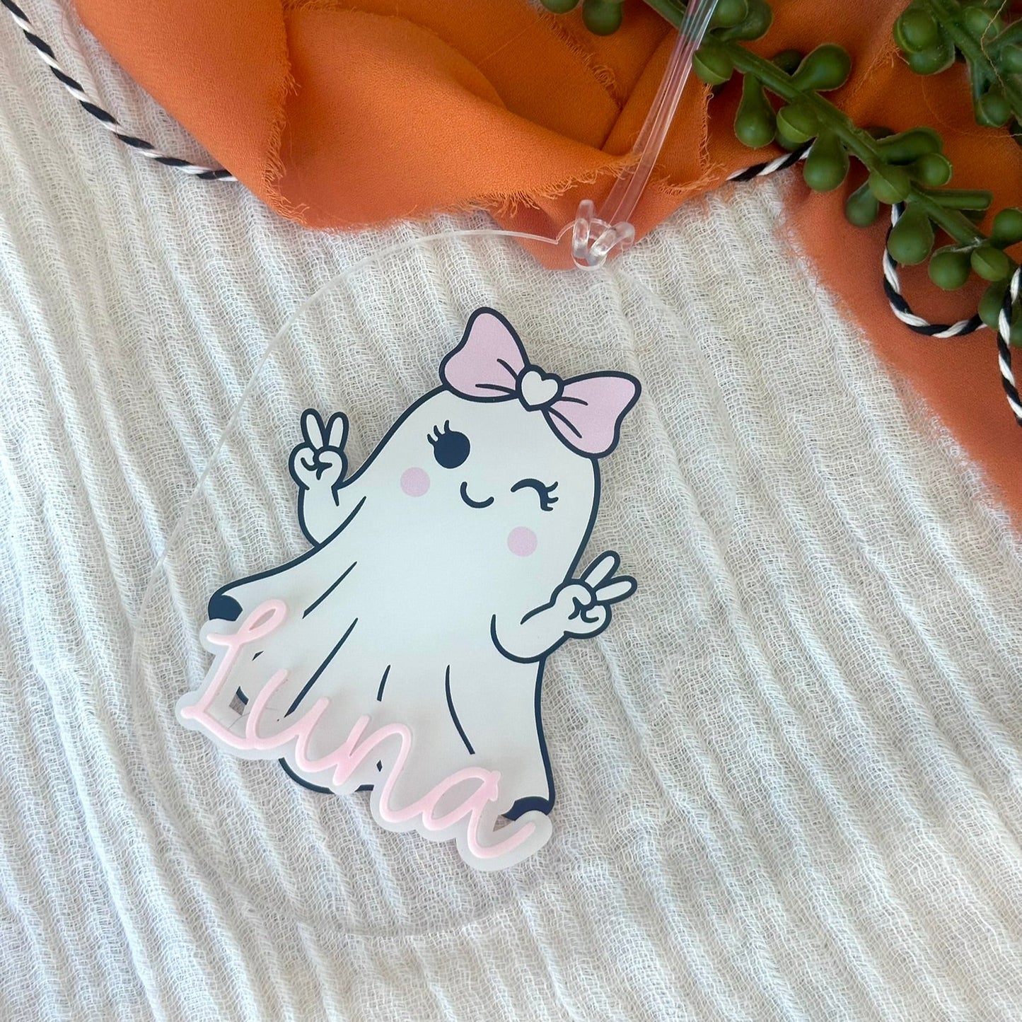 Funky Ghost Halloween Bag Tag -UV Printed