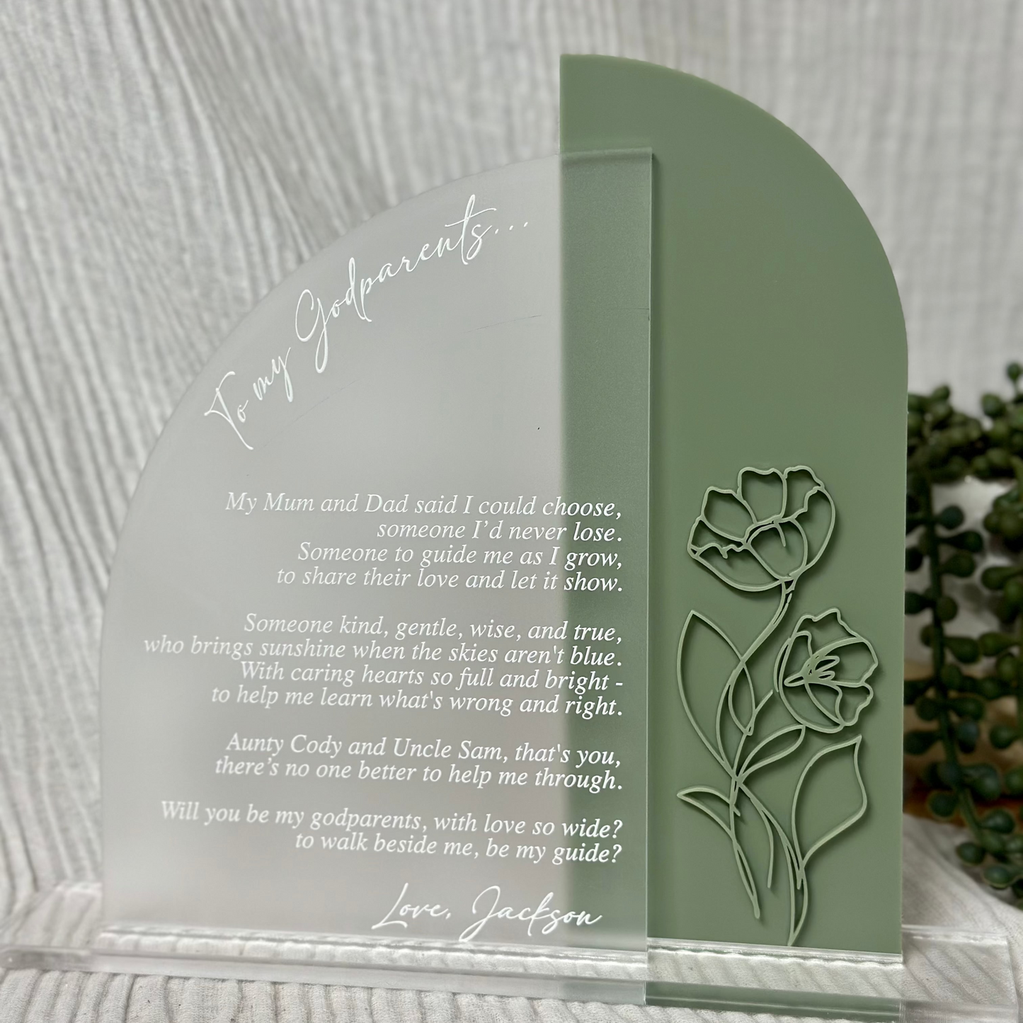 Personalised Godparent Proposal Plaque - Double Layer