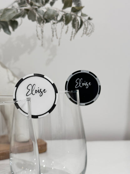 Poker Chip Acrylic Drink Tags