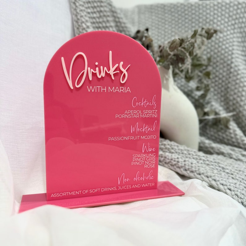 Custom Acrylic Bar Menu