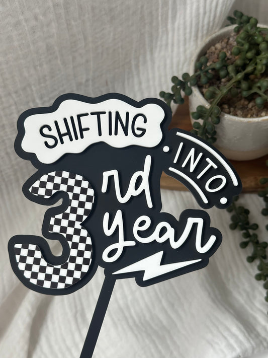 Shifting into AGE Year Acrylic Cake Topper 🏁
