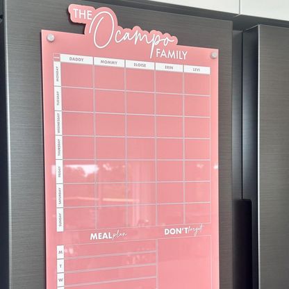 Personalised Fridge Mounted Weekly Family Planner