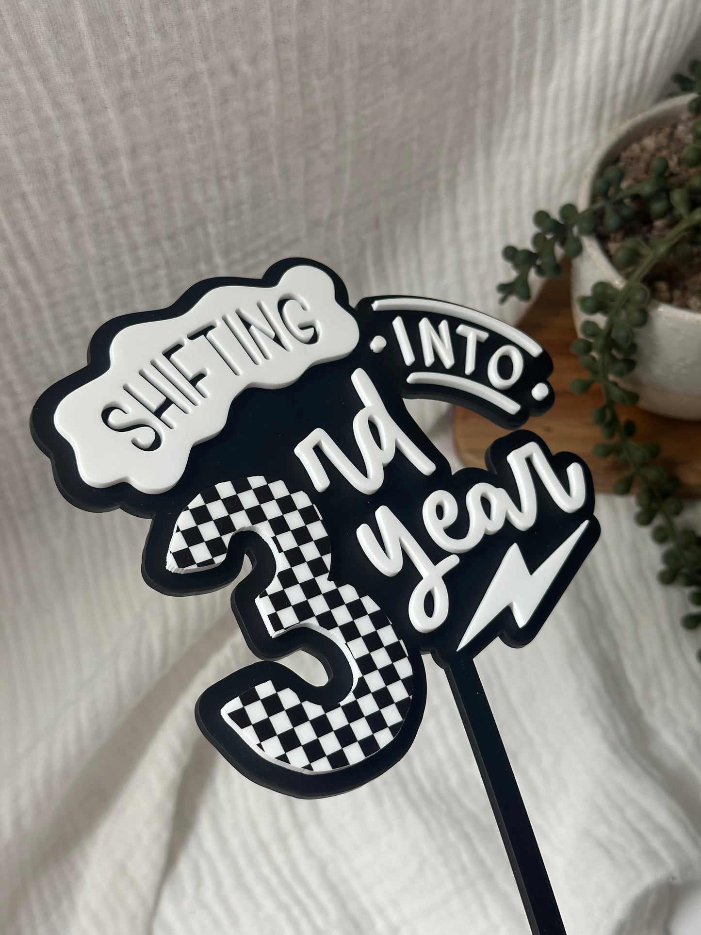 Shifting into AGE Year Acrylic Cake Topper 🏁