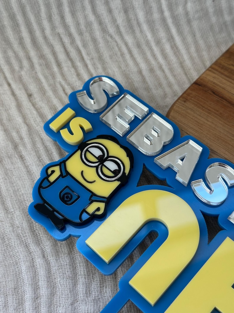 Yellow Character First Birthday Cake Topper