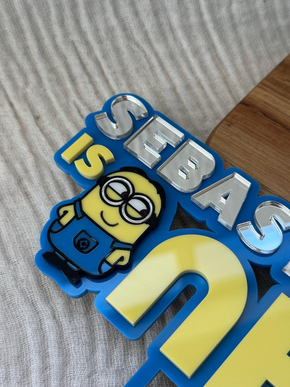 Yellow Character First Birthday Cake Topper