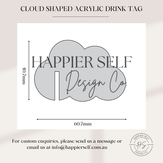 Cloud Shaped Acrylic Drink Tag - Blank