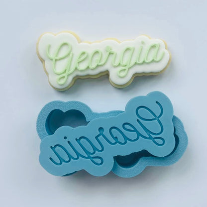 Custom Name Cursive Cookie Stamp & Cutter | One Party Animal