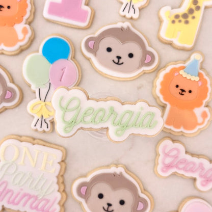 Custom Name Cursive Cookie Stamp & Cutter | One Party Animal