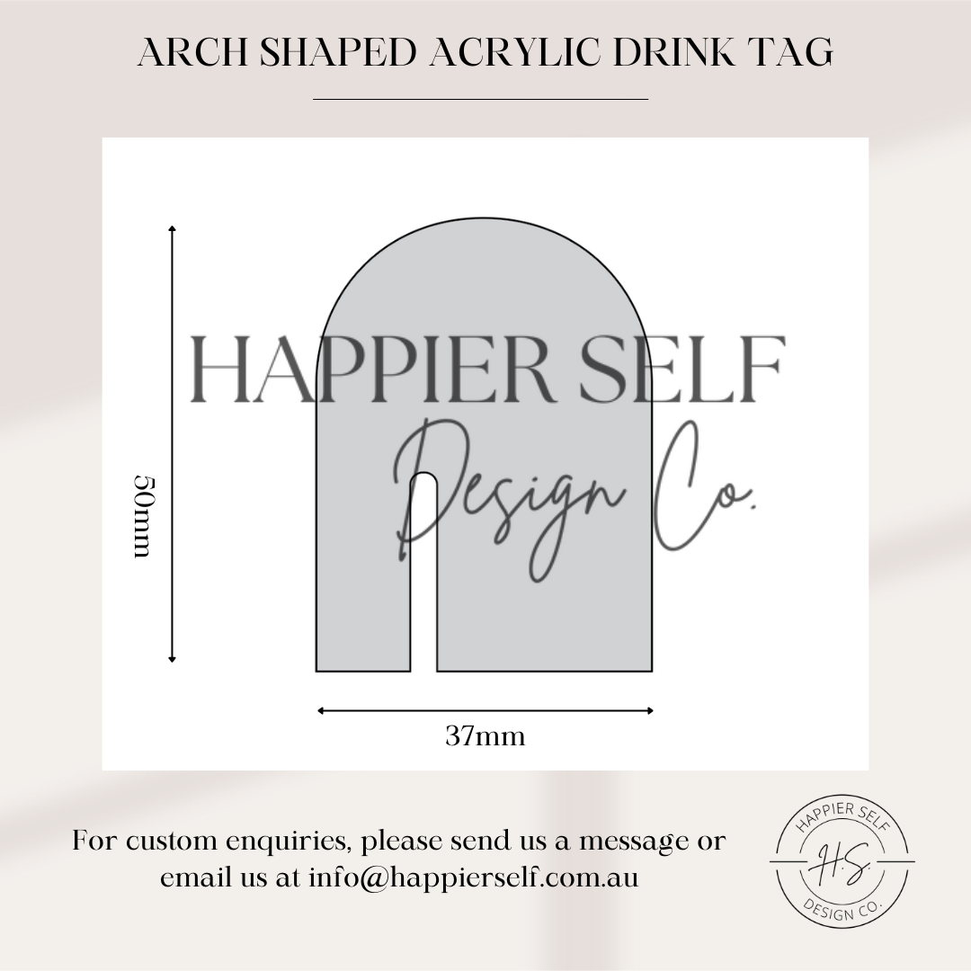 Arch Shaped Acrylic Drink Tag - Blank