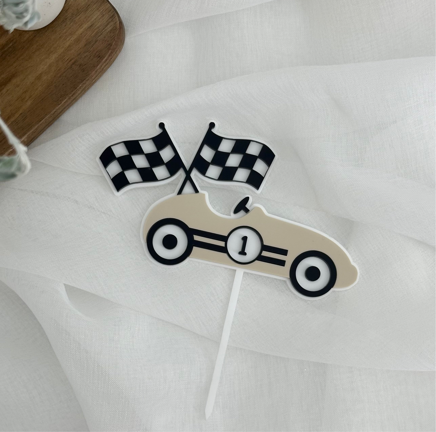 Classic Race Car Acrylic Cake Topper