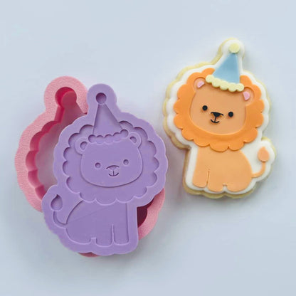 Lion with Party Hat Cookie Stamp & Cutter | One Party Animal