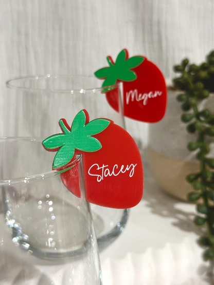 Strawberry Acrylic Drink Tags