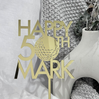 Golf Ball Themed Acrylic Cake Topper