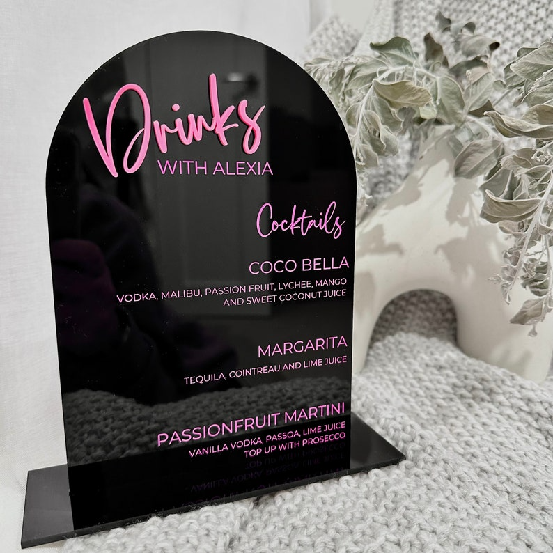 Custom Acrylic Bar Menu