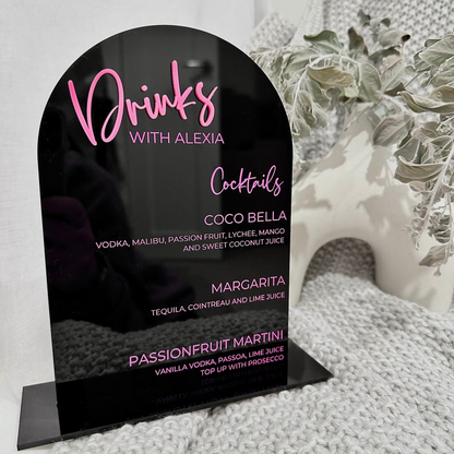 Custom Acrylic Bar Menu