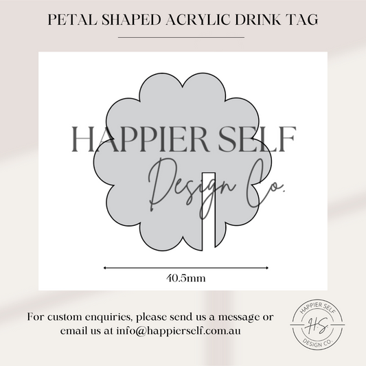 Petal Shaped Acrylic Drink Tag - Blank