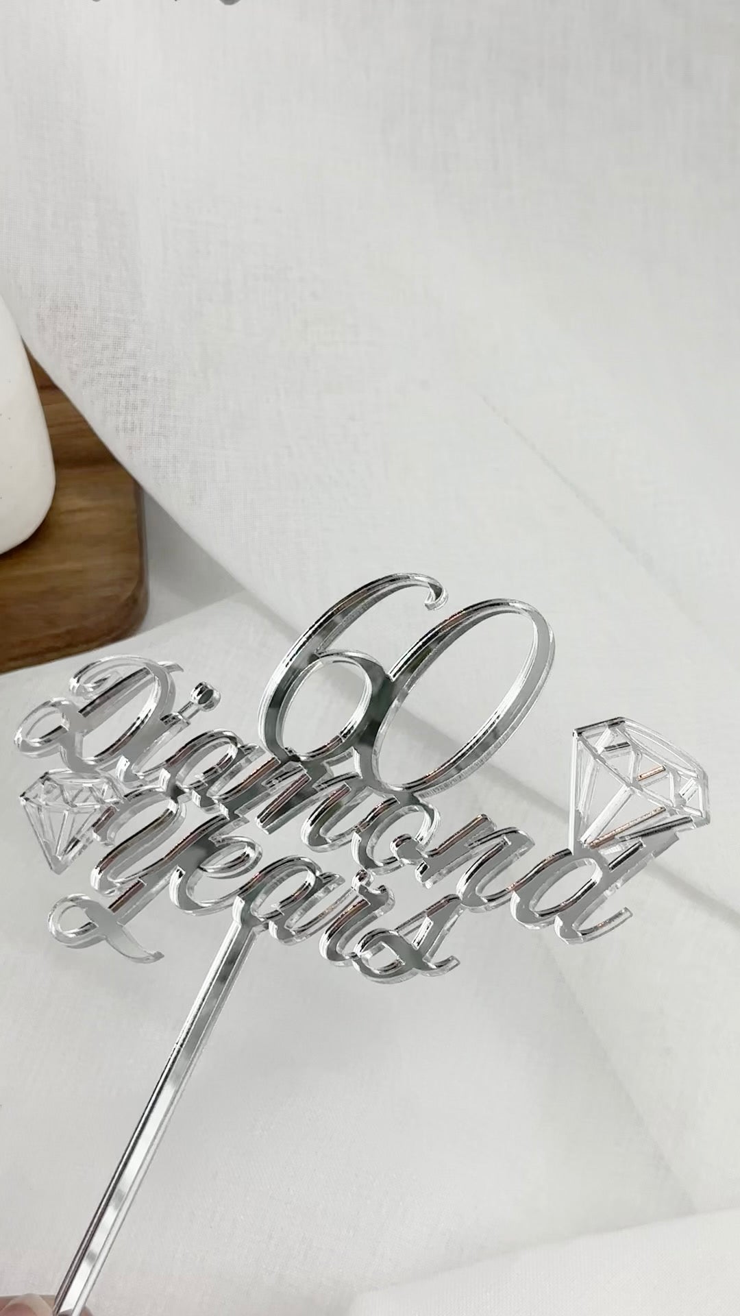 60 Diamond Years Acrylic Cake Topper