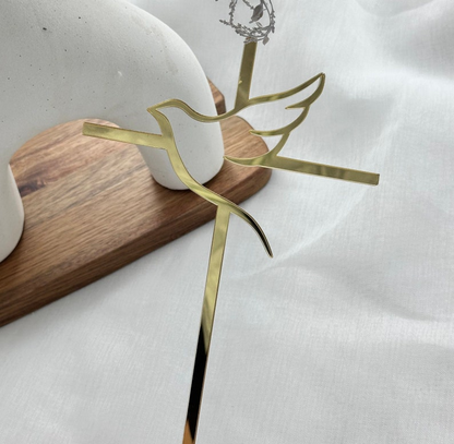 Dove Cross Acrylic Cake Topper