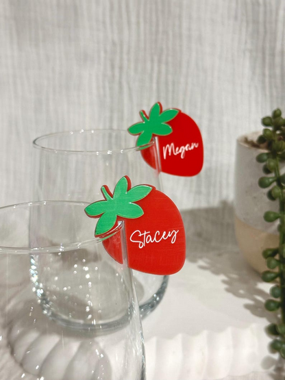 Strawberry Acrylic Drink Tags