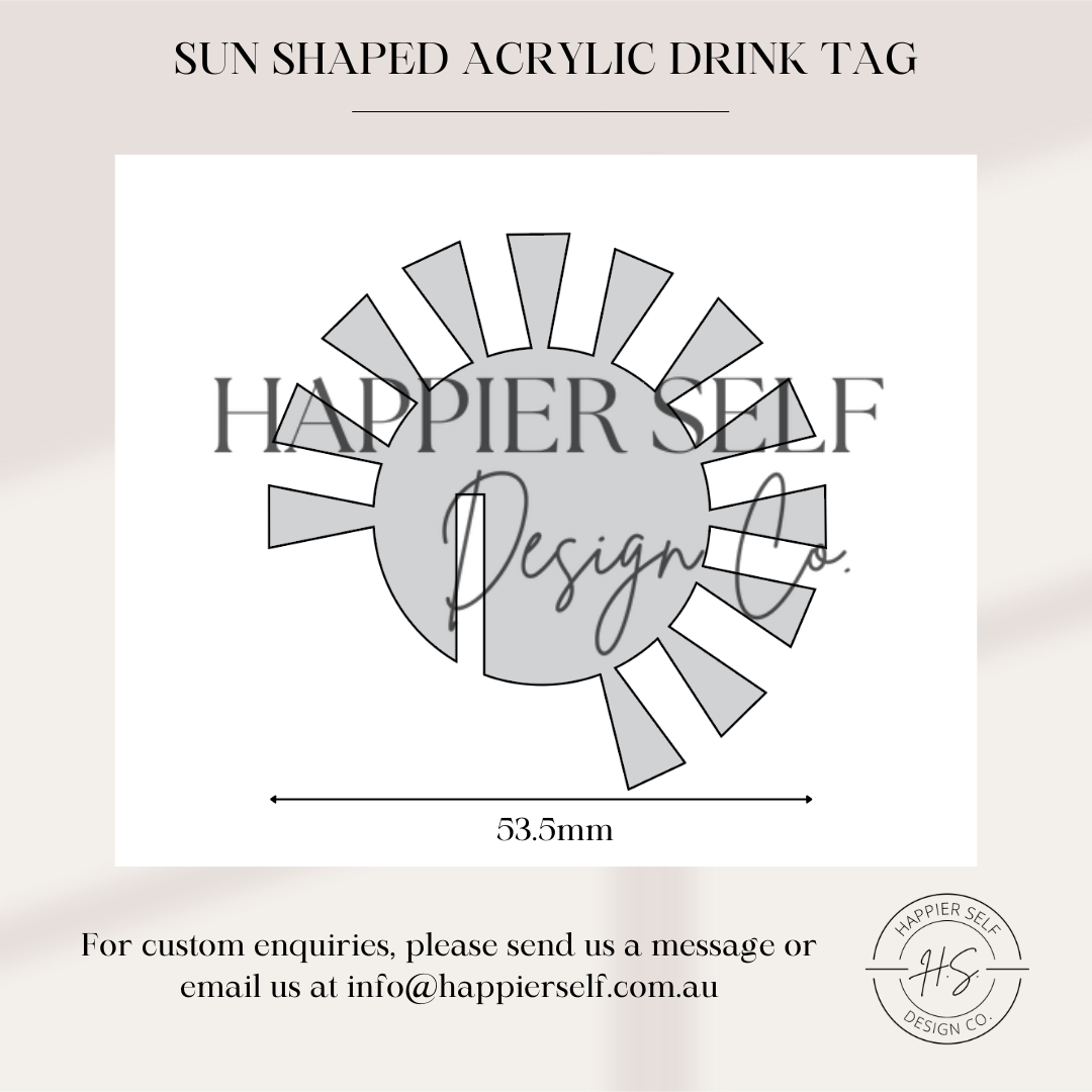 Sun Shaped Acrylic Drink Tag - Blank