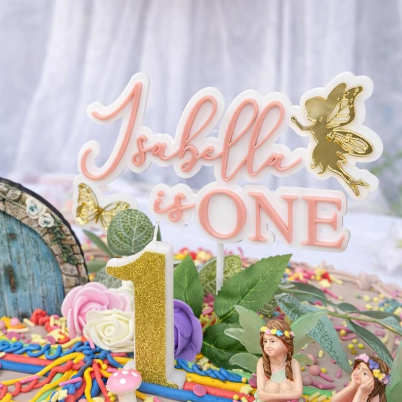 Fairy First Birthday Custom Acrylic Cake Topper