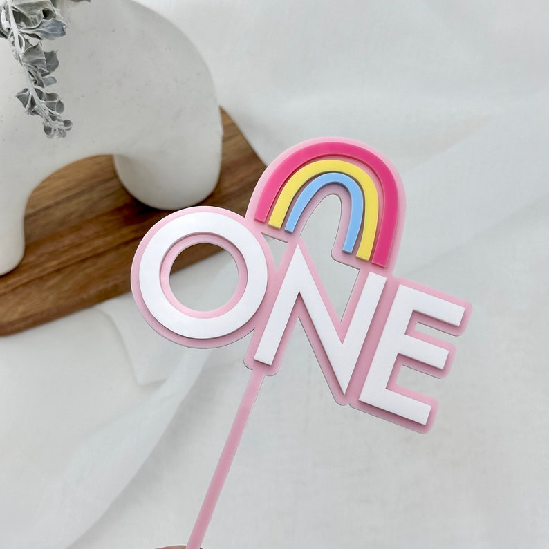 Rainbow First Birthday One Cake Topper