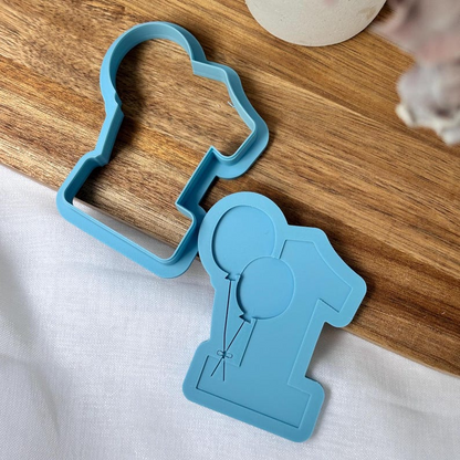 Number One with Balloons Stamp & Cutter