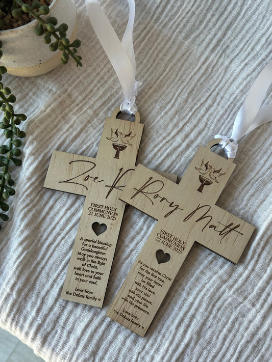 Personalised Timber Christening/ Baptism/ First Holy Communion Cross