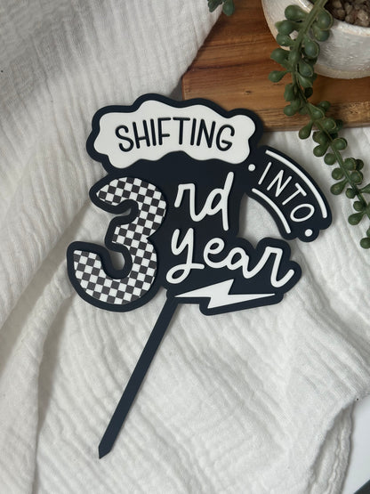 Shifting into AGE Year Acrylic Cake Topper 🏁