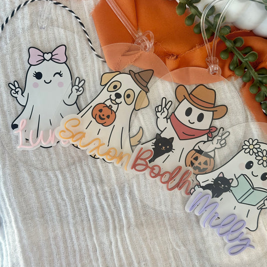 Funky Ghost Halloween Bag Tag -UV Printed