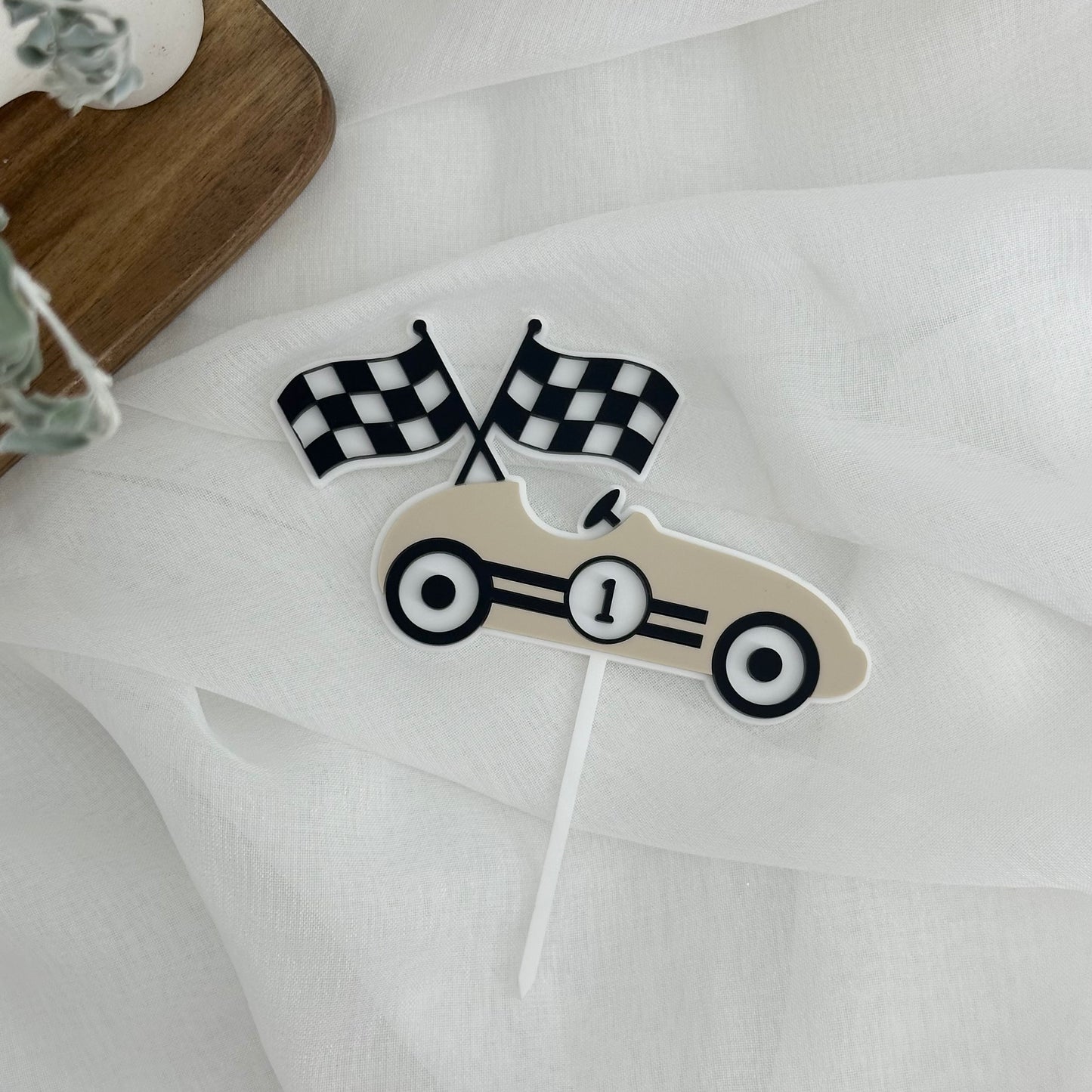 Classic Race Car Acrylic Cake Topper