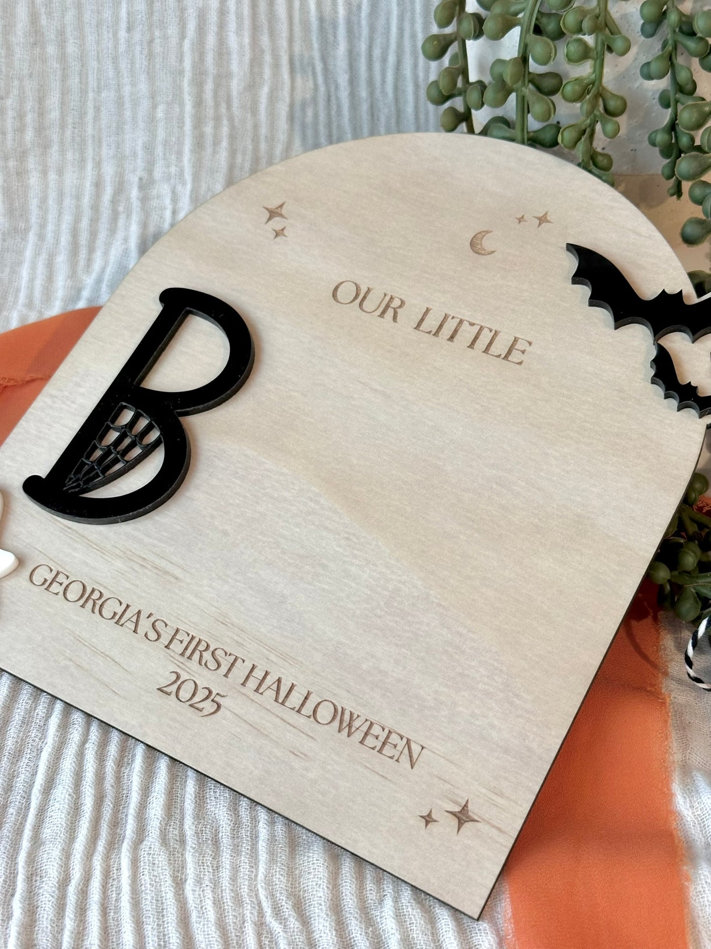 Our Little Boo - First Halloween Handprint or Footprint Plaque