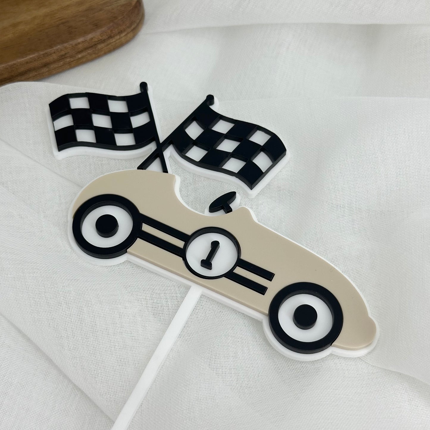 Classic Race Car Acrylic Cake Topper