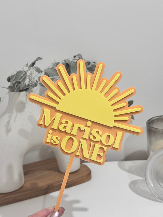 Boho Sun Name Age Cake Topper